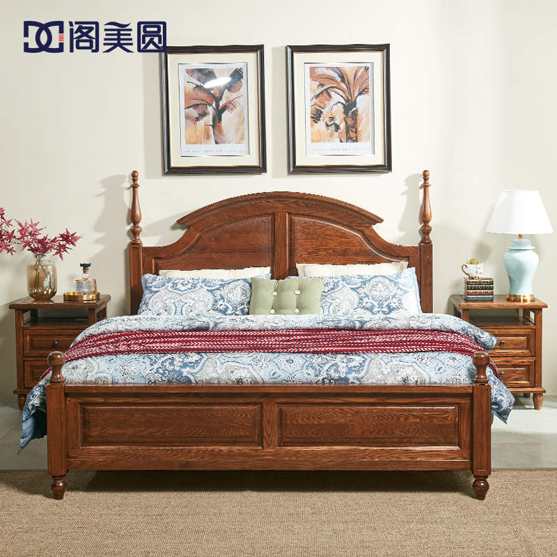 Купить Кровать из массива дерева Американский стиль твердой древесины ...