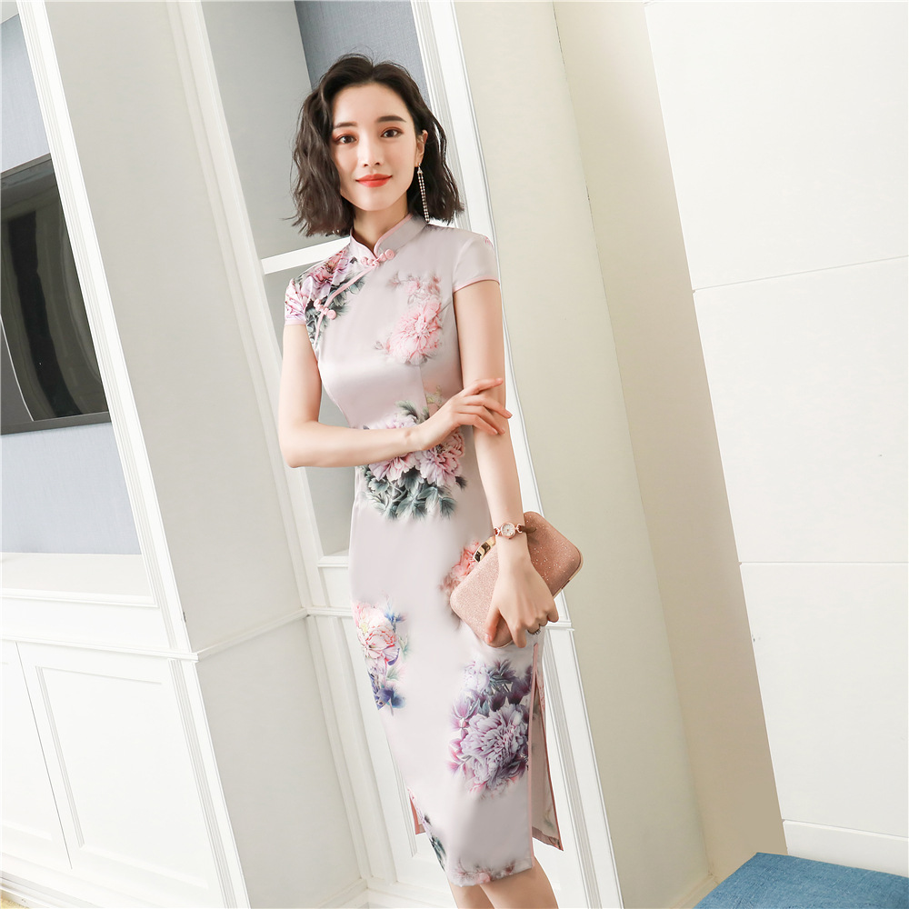 Summer cheongsam, retro dress for mother, season 2021, Chinese style, plus size
