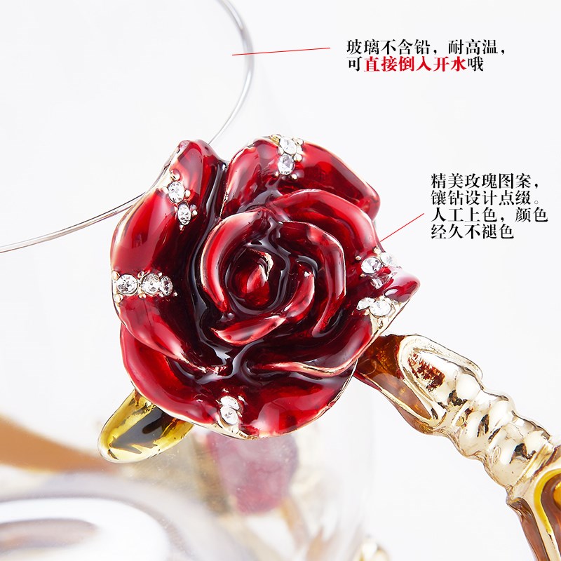 【 key-2 luxury colored enamel glass getting crystal glasses good - & rose scented tea cup cup high - class European - style cafes.