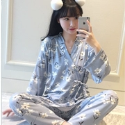 Đồ ngủ nữ mùa xuân và mùa thu cotton dài tay kimono Nhật Bản dễ thương Dịch vụ gia đình sinh viên tươi mới có thể được mặc bên ngoài bộ đồ