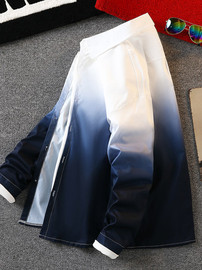 Camisas de manga larga de otoño para hombres, hermosos estilos de primavera y otoño, camisas de marca de moda de alta gama, chaquetas para niños, ropa degradada para hombres