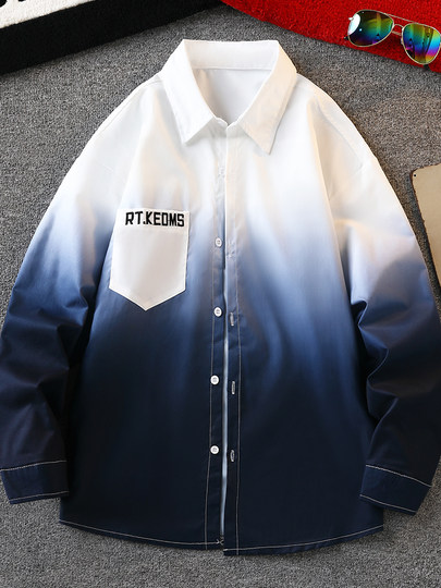 Camisas de manga larga de otoño para hombres, hermosos estilos de primavera y otoño, camisas de marca de moda de alta gama, chaquetas para niños, ropa degradada para hombres