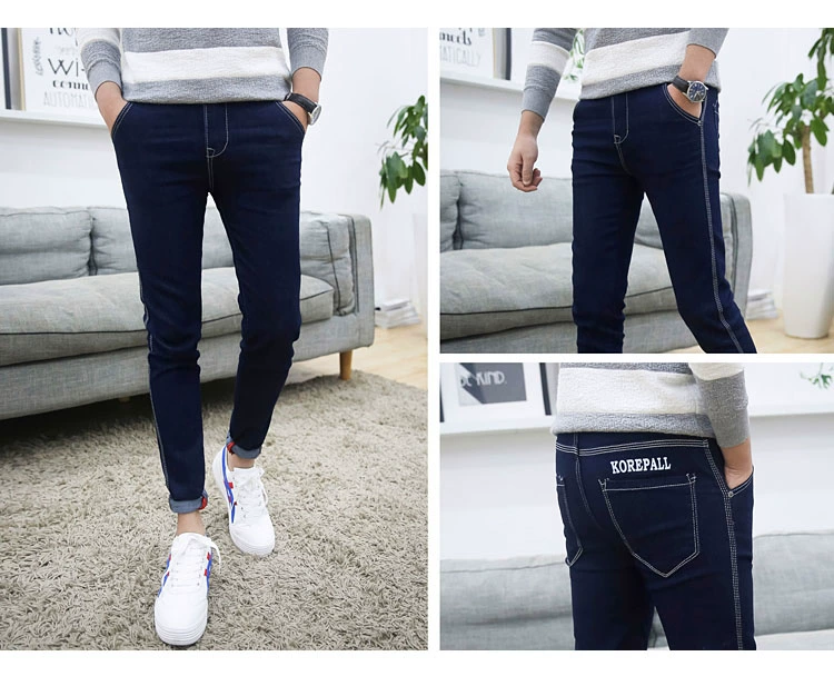 Mùa hè đen kéo dài chín điểm quần jeans nam phiên bản Hàn Quốc của quần tu luyện 9 điểm chân quần thủy triều nam mỏng phần quần nam - Quần jean áo nam đẹp