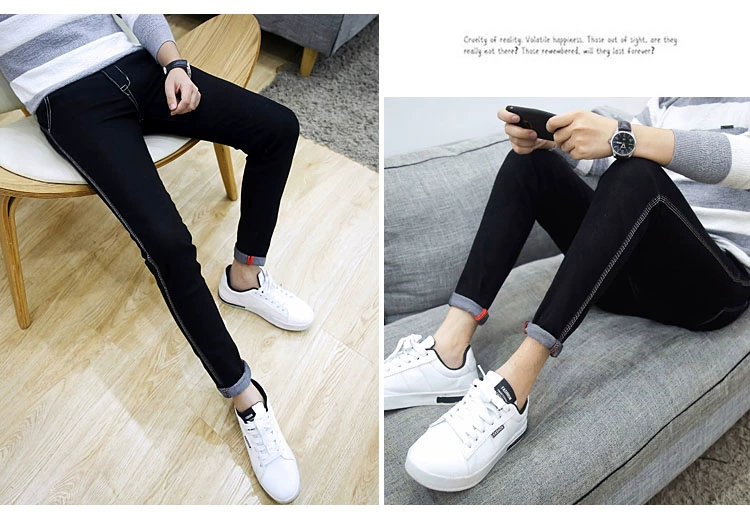 Mùa hè đen kéo dài chín điểm quần jeans nam phiên bản Hàn Quốc của quần tu luyện 9 điểm chân quần thủy triều nam mỏng phần quần nam - Quần jean áo nam đẹp