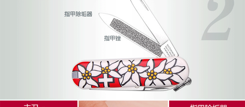 Bản gốc chính hãng Vickers Swiss Army Knife 58mm (hoa) Công cụ Thụy Sĩ gấp đa năng dao găm