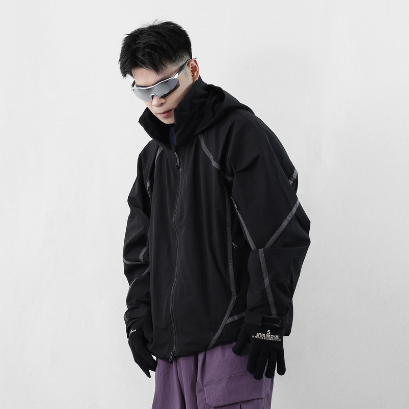 Break Mix Outdoor Water-Repellent Hiking Softshell Jacket Men's Retro Cycling Hooded Jacket