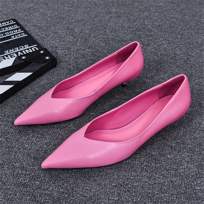 High-Heeled Shoes for Women, 2026 New Design, Niche Style, Calfskin, Pointed Toe, Thin Heel, Low Heel, Pink Candy Color Single Shoes High-Heeled Shoes for Women, 2026 New Design, Niche Style, Calfskin, Pointed Toe, Thin Heel, Low Heel, Pink Candy Color Single Shoes
