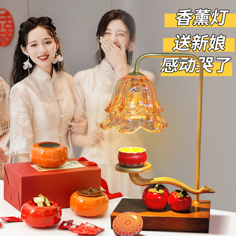 Stay with married Changming light wedding table lamp pair send new people gift woman Fang bride New wedding room bed head lamp red home-Taobao