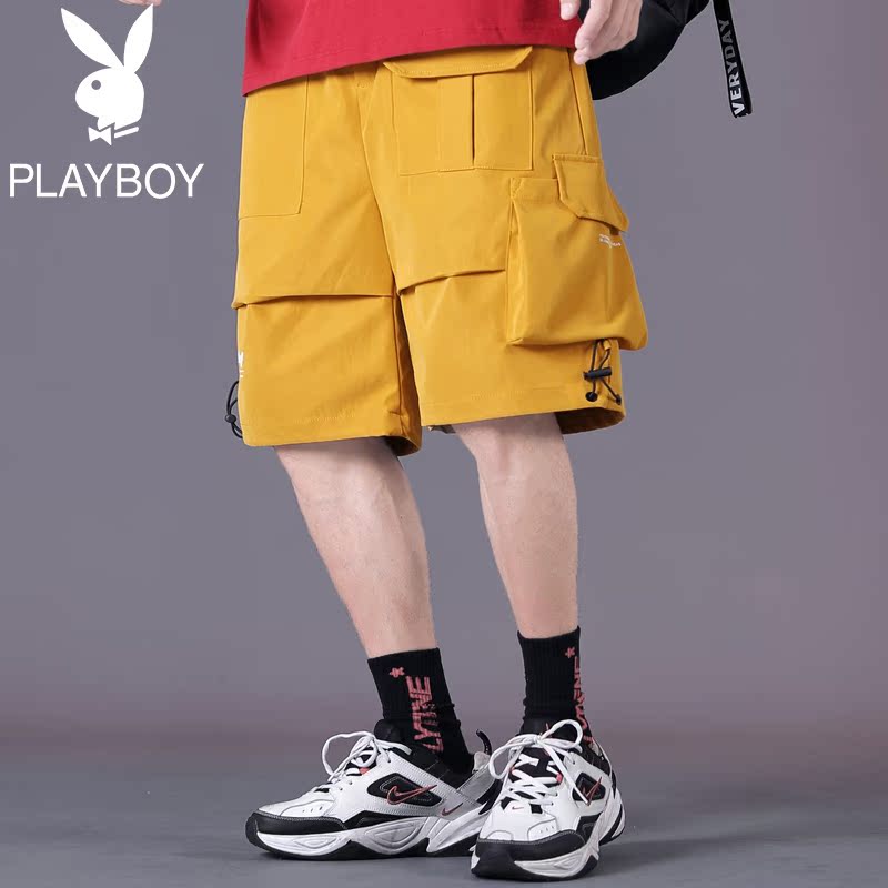 Quần soóc dùng hàng Playboy mùa hè của nam giới loose-fitting ins sóng màu năm điểm quần nam bãi biển mặc quần