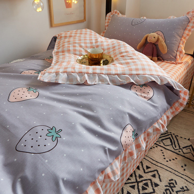 Students up and down laid out by single bed sheet bed Three sets Dormitory Single Beds Girl students Four sets of Korean style