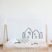 Ins explosive simple Nordic style solid wood baby childrens frame bed childrens room decoration girl shooting props