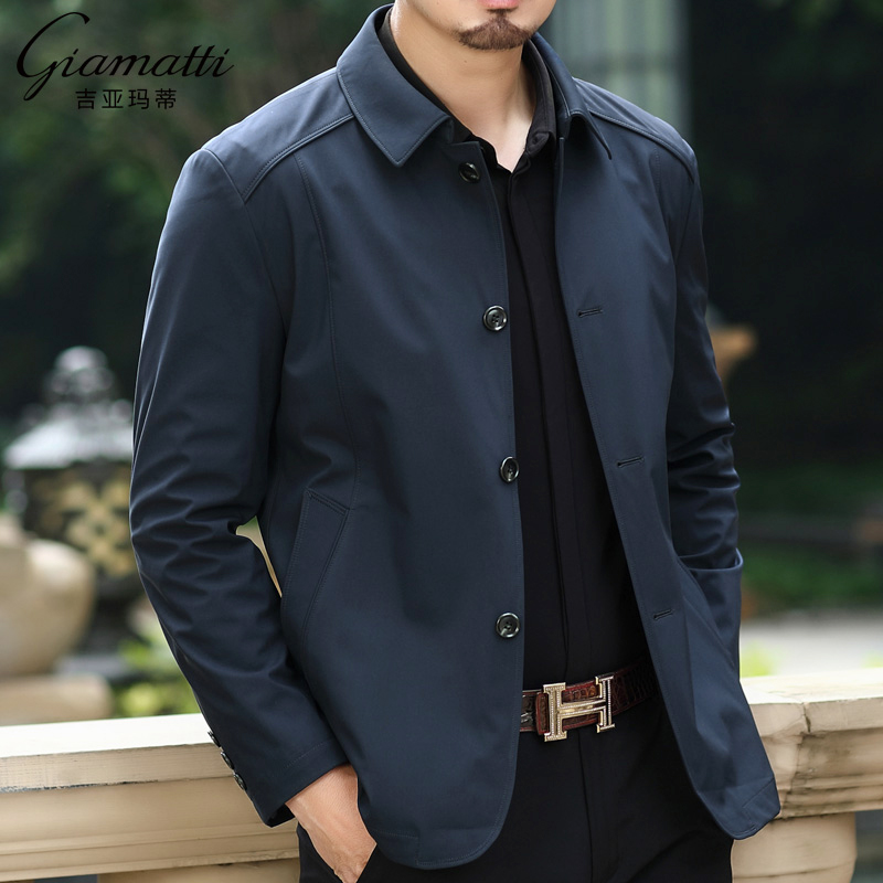 2022 Spring and Autumn Jacket Men's Jacket Middle-aged Business Lapel Jacket Men's Thin Sectional Casual Tops Middle-aged and Elderly Dad Wear