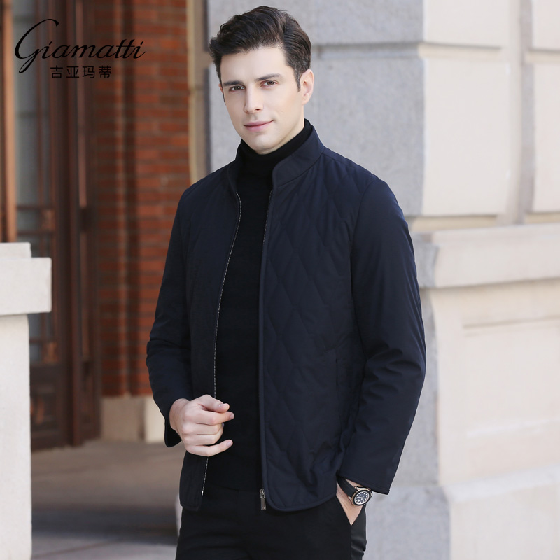 Winter men's cotton-padded jacket middle-aged business stand-up collar cotton-padded jacket middle-aged and elderly thin casual jacket cotton-padded jacket dad outfit