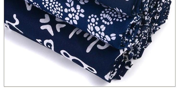 Vải màu xanh Wuzhen in vải cotton hoa vải phong cách dân tộc vải đông lạnh