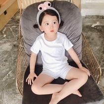 Day Department male and female child pure white pure cotton T-shirt shorts suit Home air conditioning Vest Summer Pyjamas Underwear Underwear