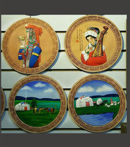 Mongolian handicrafts leather paintings decorative paintings disc paintings