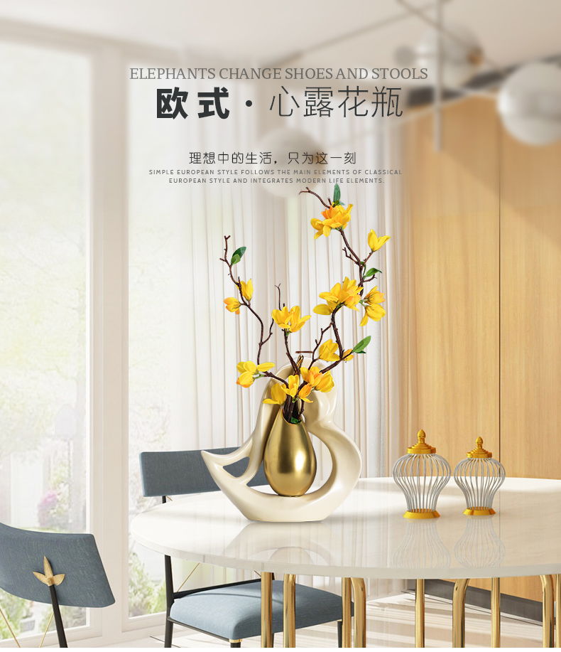 European style living room dry flower arranging flowers simulation flower vase furnishing articles I household ceramics table vase decoration decoration