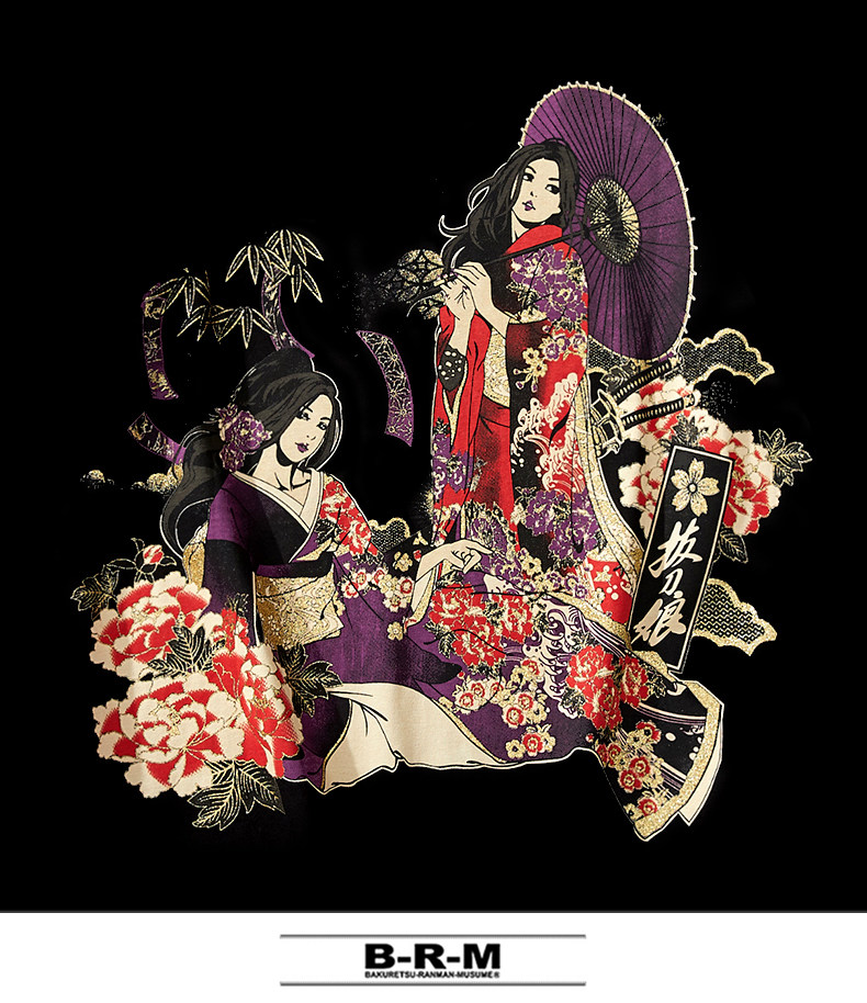 拔刀娘日漫花魁潮牌短袖t恤情侶男女款和風浮世繪青少年學生 Yahoo奇摩拍賣