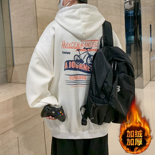 Tide, демисезонная толстовка с капюшоном, трендовые джинсы с начесом, куртка, оверсайз