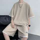 Летний тонкий спортивный комплект, трендовые шорты для отдыха, короткий рукав