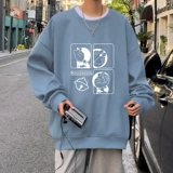 Демисезонная толстовка, японский мультяшный базовый приятный телу лонгслив, оверсайз, высокий воротник