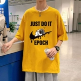 Трендовый мультяшный хлопковый космонавт, футболка с коротким рукавом