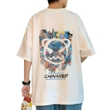 Трендовая хлопковая мультяшная футболка с коротким рукавом, оверсайз