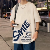 Хлопковая брендовая футболка с коротким рукавом, короткий рукав, оверсайз, в американском стиле