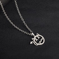 Little devil titanium steel hip-hop little ghost Wang Linkai with the same type of earth cool bungee personality tide ins necklace Joker pendant tide