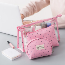 New hipster transparent PVC cosmetic bag three-piece travel portable large capacity wash bag hand