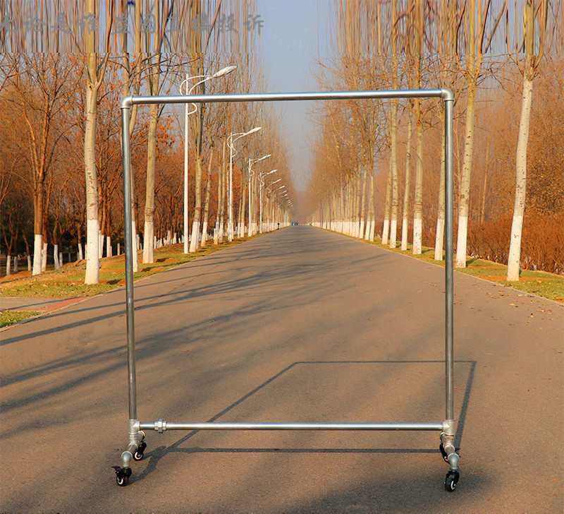 Clothing Store Show Shelf Floor Style With Wheels Water Pipe Hanger Women's Clothing Removable Hanging Clothes Pole Iron Art Retro Portal Frame-Taobao