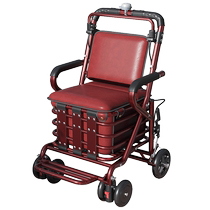Portable household mobility scooter for the elderly foldable shopping cart four-wheel grocery shopping cart pushable and sitable elderly storage trolley
