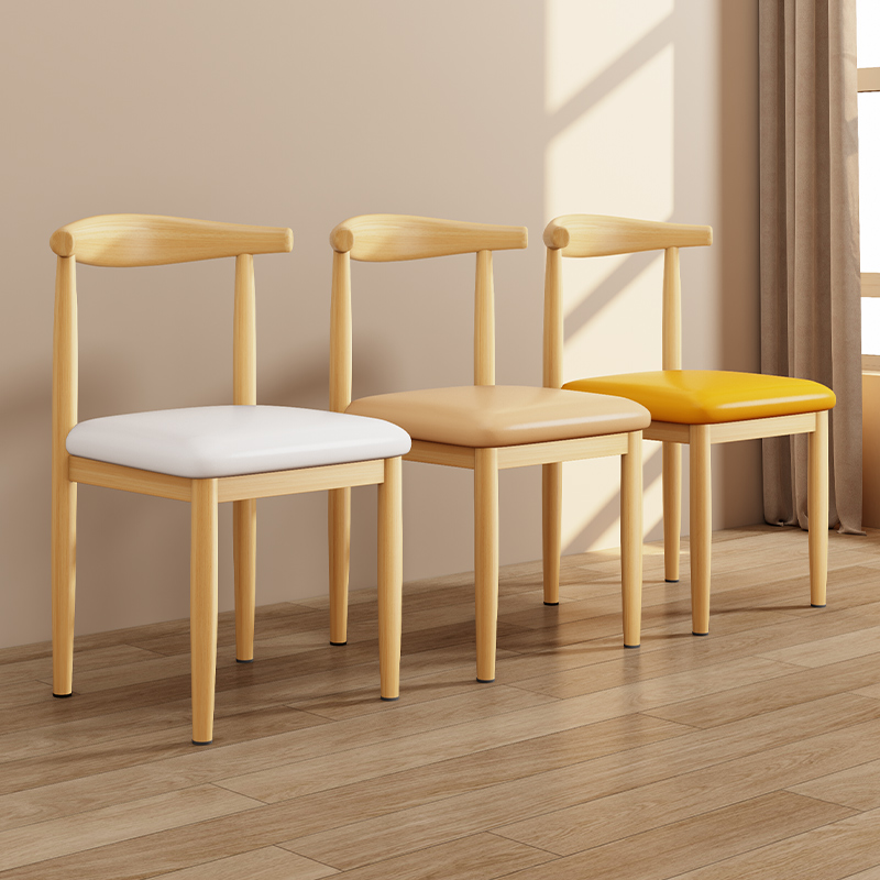 Dining chair Home Nordic backrest stool desk modern minimalist Dormitory College Student Imitation Solid Wood Iron Art Horn Chair-Taobao