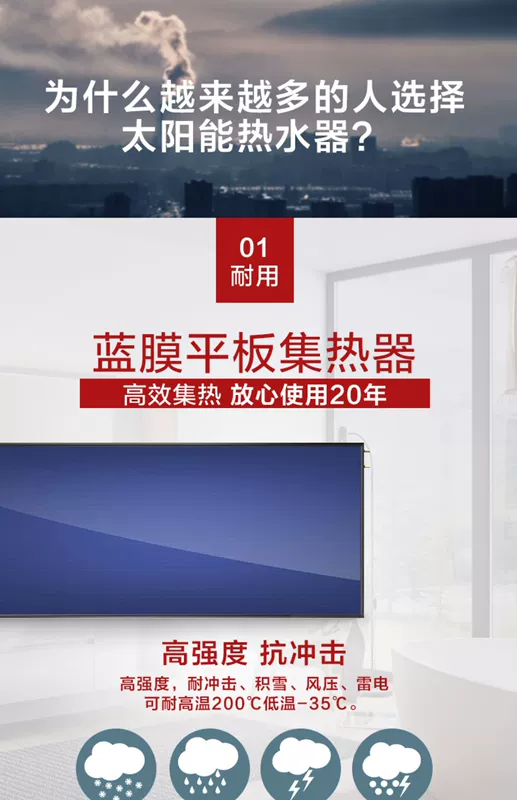 Nắng mưa ban công treo tường máy nước nóng năng lượng mặt trời nhà cao tầng phẳng chia nước nóng năng lượng mặt trời - Máy đun nước