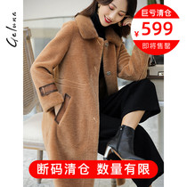 Mink wool sheep shearing coat female 2020 new medium and long granular velvet whole mink fur one-piece fur coat female