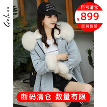 2019 winter short Pike clothing womens new fox hair hooded fur coat womens liner Otter rabbit hair coat women