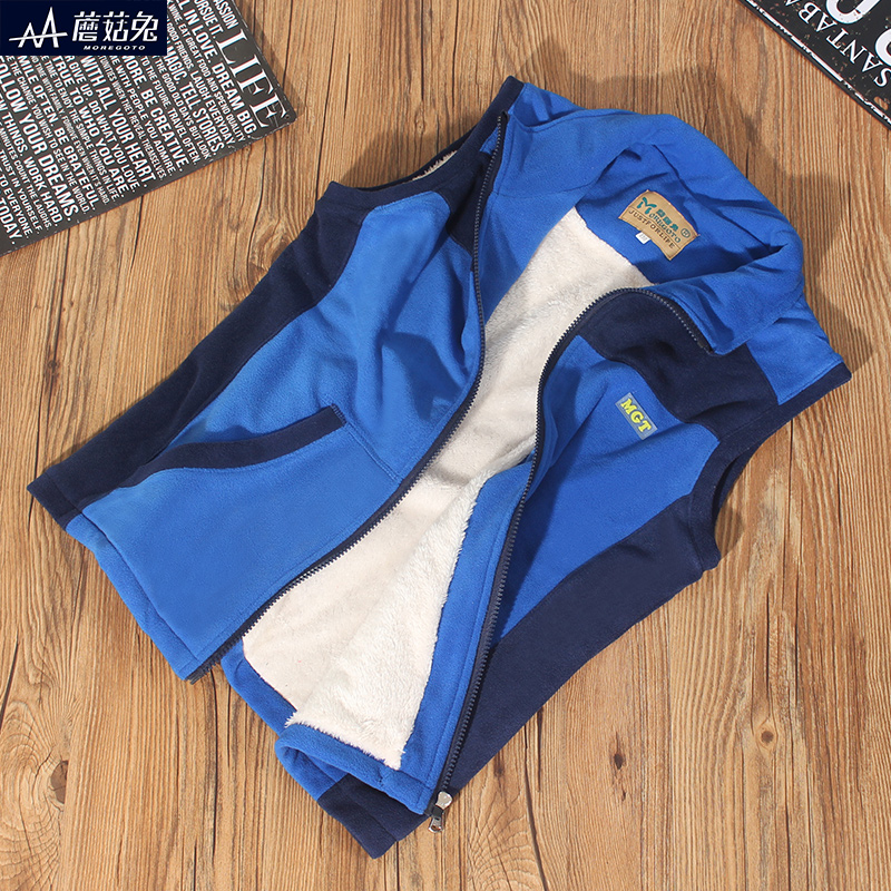 Boy's horse-shirt autumn and winter tide in childhood granule shoulder fat boy double plus heat vest