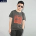 Quần áo bé trai mùa hè 2019 mới quần áo trẻ em mập mạp tay áo ngắn nước ngoài bé trai lớn nửa bé trai tay áo mùa hè - Áo thun áo phông bé gái dễ thương Áo thun