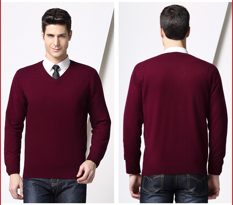 Hengyuan Xiang áo len cashmere nguyên chất nam mùa thu và mùa đông trung niên cashmere dày V cổ gà trái tim áo khoác jean nam