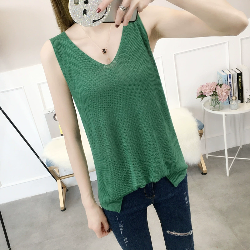 Cotton và vải lanh đan vest nữ mùa hè mới quai đeo quai áo lỏng lẻo bên ngoài mặc áo lụa trắng tay không tay