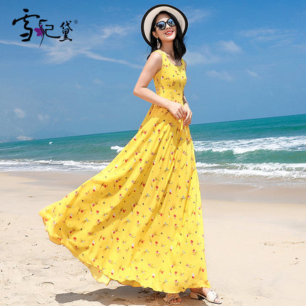 雪妃黛沙滩裙女夏2018新款波西米亚仙女裙海