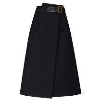 Dark brown a-line skirt mid-length 2024 autumn and winter new irregular high-waist autumn crotch-covering winter skirt