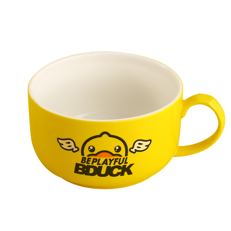 BDUCK yellow duck mercifully rainbow such as bowl with cover student dormitory, easy to clean single creative cartoon large ceramic cup