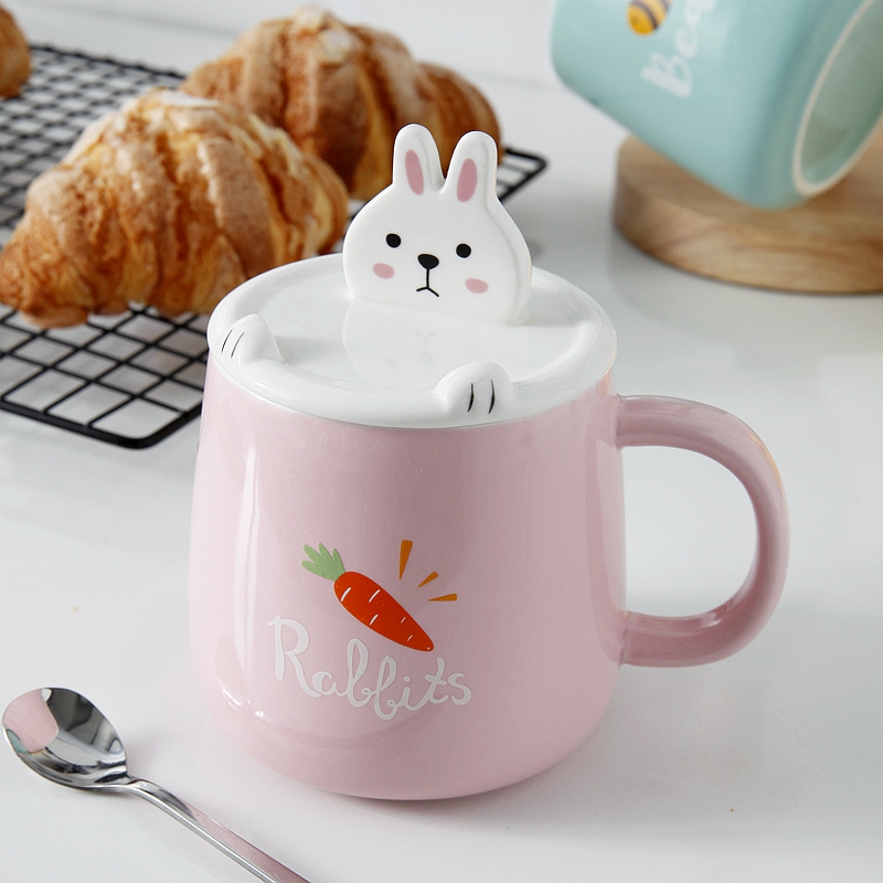 Creative move with cover glass ceramic keller spoon tide lovers ultimately responds a cup of coffee cup men 's and women' s cup