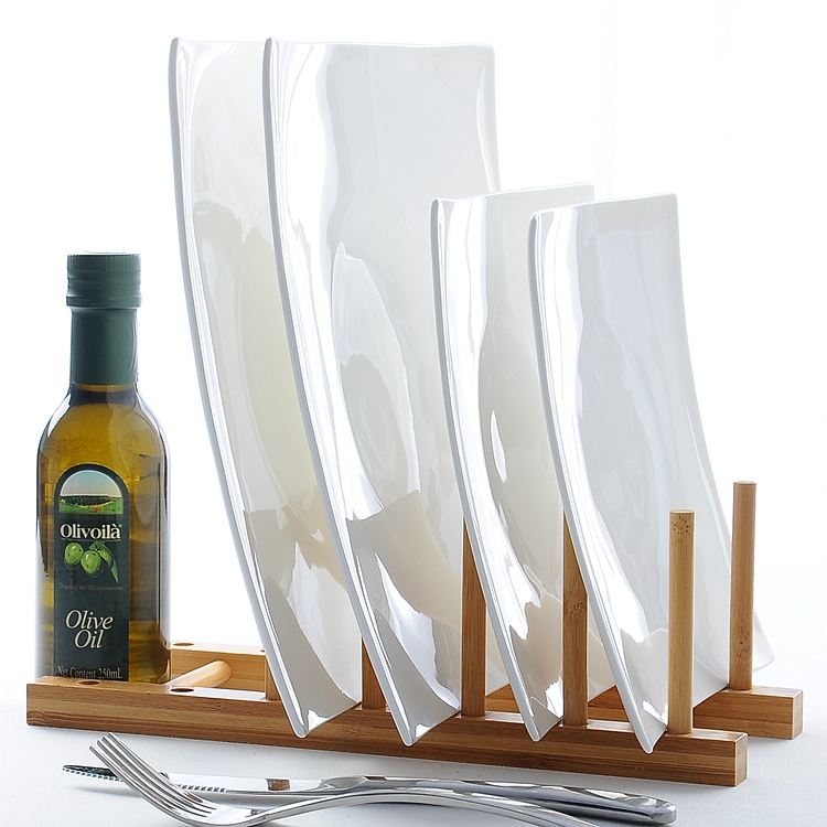 Pure white ceramic plate ipads porcelain tableware square restaurant beef steak knife and fork dish creative steak dinner plate suit