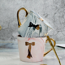 Mug ins pink girl heart marbled ceramic cup Nordic couple water cup Coffee cup with spoon