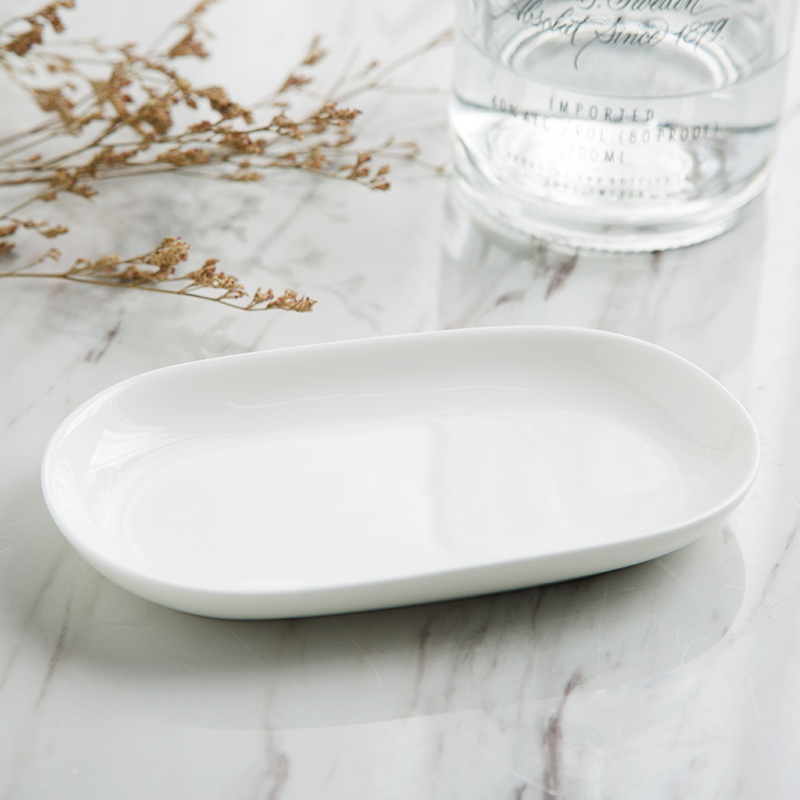 Household creative pure white ipads porcelain tableware rectangle towel disc ceramic dish dish dish of steamed vermicelli roll plate dishes