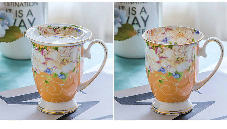 Ceramic cup children Nordic ins picking cups of coffee cup of ipads China milk cup mark cup with cover flower tea cups