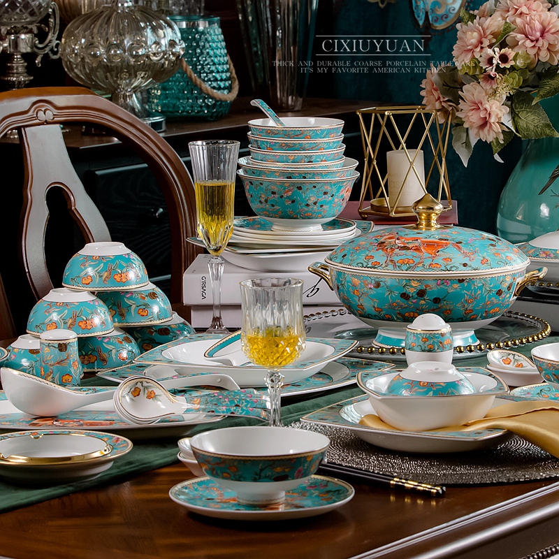 Dishes suit household ceramic bowl European - style ipads bowls dish bowl chopsticks Chinese combination of jingdezhen plate suit