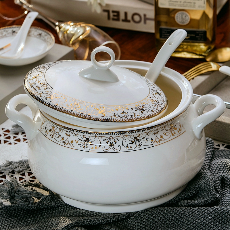 Ipads China tableware large soup product large pot ipads porcelain ceramic soup pot soup bowl with cover large soup bowl microwave oven